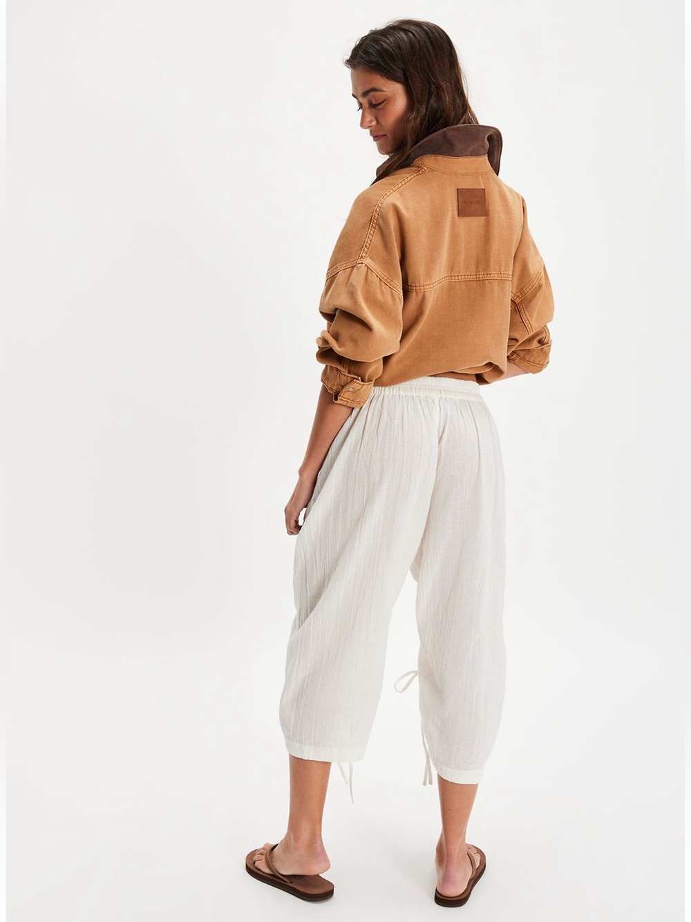 Free People Gianna Ruched Gaucho Pull-On Pants in Optic White - Picture 2 of 10